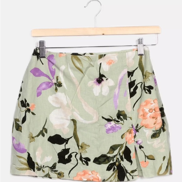 Floral Print Skirt in Green and Purple - Picture 2 of 2